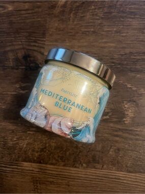 PartyLite Mediterranean Blue Scented Candle nautical ocean theme new box 3 wick